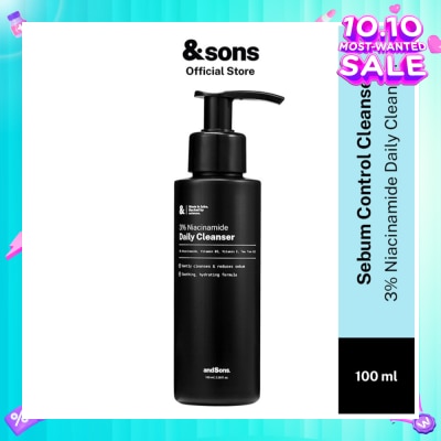 ANDSONS Oil Control 3% Niacinamide Daily Cleanser (Made For Men's Skin) 100ml (Expiry: Jul`2026)