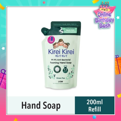 KIREI KIREI Anti Bacterial Foaming Hand Soap Refill Green Tea (99.9% Anti-Bacterial Protection + Gentle On Delicate Skin) 200ml