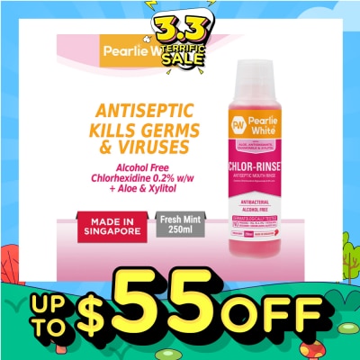 PEARLIE WHITE® Chlor-Rinse Antiseptic Mouth Rinse (Helps Relieve and Soothe Oral Discomfort) 250ml