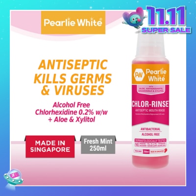 PEARLIE WHITE® Chlor-Rinse Antiseptic Mouth Rinse (Helps Relieve and Soothe Oral Discomfort) 250ml