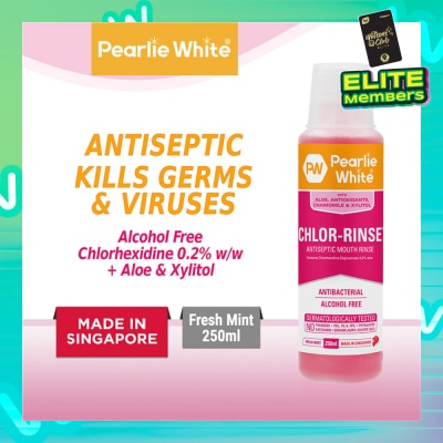 PEARLIE WHITE® Chlor-Rinse Antiseptic Mouth Rinse (Helps Relieve and Soothe Oral Discomfort) 250ml