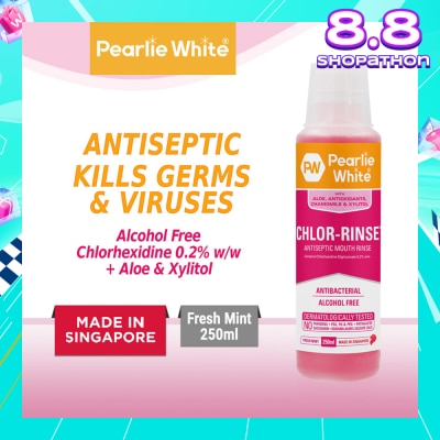 PEARLIE WHITE® Chlor-Rinse Antiseptic Mouth Rinse (Helps Relieve and Soothe Oral Discomfort) 250ml