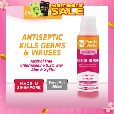 PEARLIE WHITE® Chlor-Rinse Antiseptic Mouth Rinse (Helps Relieve and Soothe Oral Discomfort) 250ml