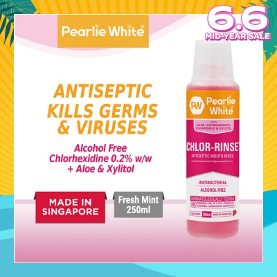 PEARLIE WHITE® Chlor-Rinse Antiseptic Mouth Rinse (Helps Relieve and Soothe Oral Discomfort) 250ml
