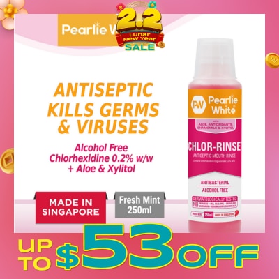 PEARLIE WHITE® Chlor-Rinse Antiseptic Mouth Rinse (Helps Relieve and Soothe Oral Discomfort) 250ml
