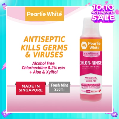 PEARLIE WHITE® Chlor-Rinse Antiseptic Mouth Rinse (Helps Relieve and Soothe Oral Discomfort) 250ml