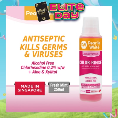 PEARLIE WHITE® - Chlor-Rinse Antiseptic Mouth Rinse (Helps Relieve and Soothe Oral Discomfort) 250ml