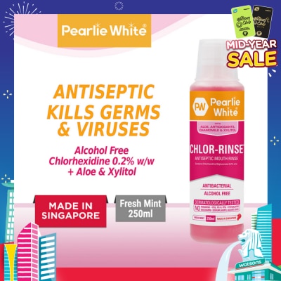 PEARLIE WHITE® Chlor-Rinse Antiseptic Mouth Rinse (Helps Relieve and Soothe Oral Discomfort) 250ml