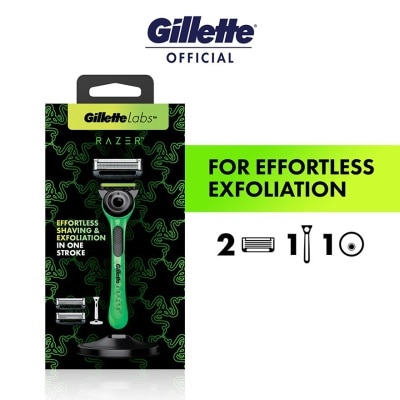 GILLETTE Labs Razer Limited Edition Exfoliating Bar Razor with 1 Handle + Razor Blade Refill 2s + Premium Magnetic Stand 1s