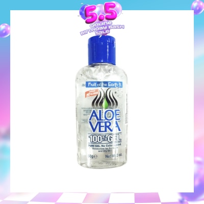 FRUIT OF THE EARTH - Aloe Vera 100% Gel Contains No Alcohol (Moisturizer for Sunburn & Dry Skin) 56g