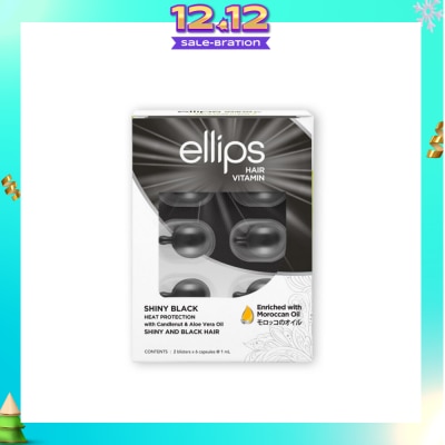ELLIPS Hair Vitamins Shiny Black (Protect Against Sun Damage And Nourish Shiny Glossy Black Hair) 12s