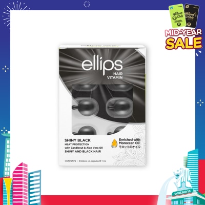ELLIPS Hair Vitamins Shiny Black (Protect Against Sun Damage And Nourish Shiny Glossy Black Hair) 12s