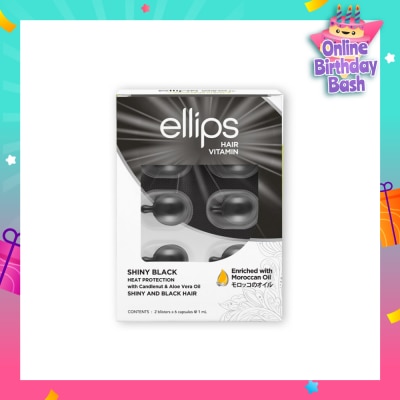 ELLIPS Hair Vitamins Shiny Black (Protect Against Sun Damage And Nourish Shiny Glossy Black Hair) 12s