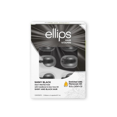 ELLIPS Hair Vitamins Shiny Black (Protect Against Sun Damage And Nourish Shiny Glossy Black Hair) 12s