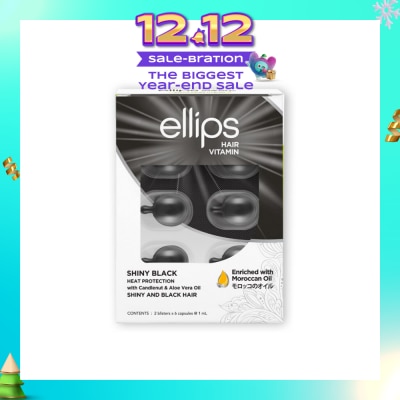 ELLIPS Hair Vitamins Shiny Black (Protect Against Sun Damage And Nourish Shiny Glossy Black Hair) 12s