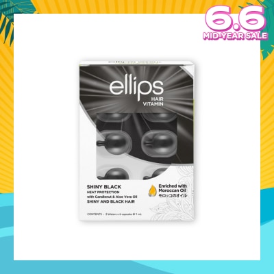 ELLIPS Hair Vitamins Shiny Black (Protect Against Sun Damage And Nourish Shiny Glossy Black Hair) 12s