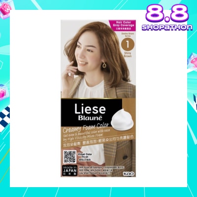LIESE Blaune Creamy Foam Color Shiny Brown (Easy Foam Format Hair Colorant That Allows Convenient And Even Gray Hair Coverage With A Non Drip Foam Formula) 108ml
