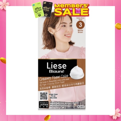 LIESE Blaune Creamy Foam Color Mocha Brown (Easy Foam Format Hair Colorant That Allows Convenient And Even Gray Hair Coverage With A Non Drip Foam Formula) 108ml
