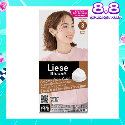 LIESE Blaune Creamy Foam Color Mocha Brown (Easy Foam Format Hair Colorant That Allows Convenient And Even Gray Hair Coverage With A Non Drip Foam Formula) 108ml