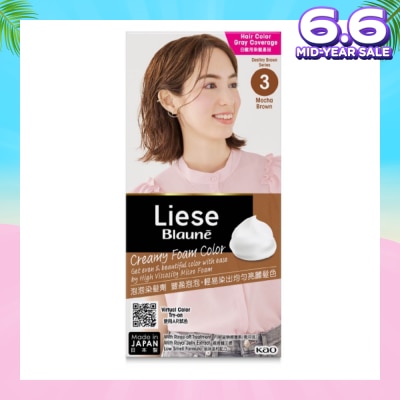 LIESE Blaune Creamy Foam Color Mocha Brown (Easy Foam Format Hair Colorant That Allows Convenient And Even Gray Hair Coverage With A Non Drip Foam Formula) 108ml