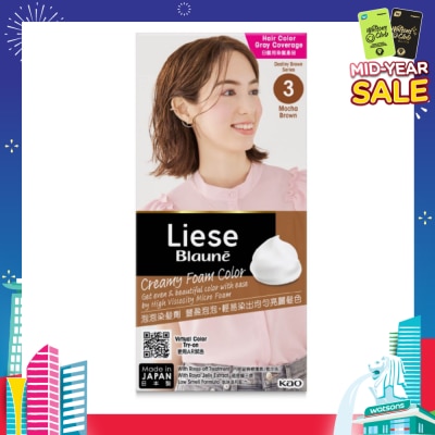 LIESE Blaune Creamy Foam Color Mocha Brown (Easy Foam Format Hair Colorant That Allows Convenient And Even Gray Hair Coverage With A Non Drip Foam Formula) 108ml