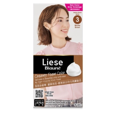 LIESE Blaune Creamy Foam Color Mocha Brown (Easy Foam Format Hair Colorant That Allows Convenient And Even Gray Hair Coverage With A Non Drip Foam Formula) 108ml