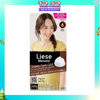 LIESE Blaune Creamy Foam Color Dark Brown (Easy Foam Format Hair Colorant That Allows Convenient And Even Gray Hair Coverage With A Non Drip Foam Formula) 108ml