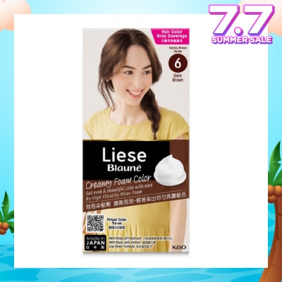 LIESE Blaune Creamy Foam Color Dark Brown (Easy Foam Format Hair Colorant That Allows Convenient And Even Gray Hair Coverage With A Non Drip Foam Formula) 108ml