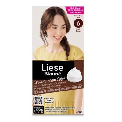 LIESE Blaune Creamy Foam Color Dark Brown (Easy Foam Format Hair Colorant That Allows Convenient And Even Gray Hair Coverage With A Non Drip Foam Formula) 108ml