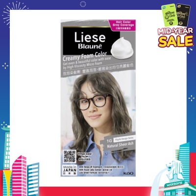LIESE Blaune Creamy Foam Color Natural Sheer Ash (Easy Foam Format Hair Colorant That Allows Convenient And Even Gray Hair Coverage With A Non Drip Foam Formula) 108ml