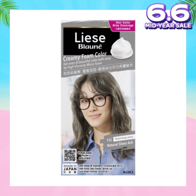 LIESE Blaune Creamy Foam Color Natural Sheer Ash (Easy Foam Format Hair Colorant That Allows Convenient And Even Gray Hair Coverage With A Non Drip Foam Formula) 108ml