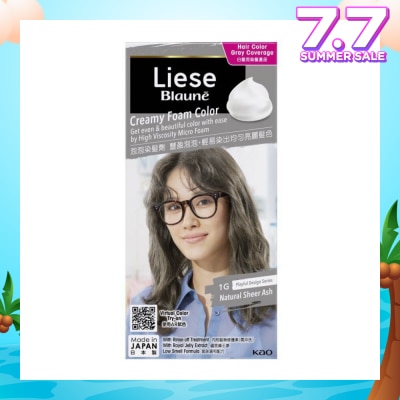 LIESE Blaune Creamy Foam Color Natural Sheer Ash (Easy Foam Format Hair Colorant That Allows Convenient And Even Gray Hair Coverage With A Non Drip Foam Formula) 108ml