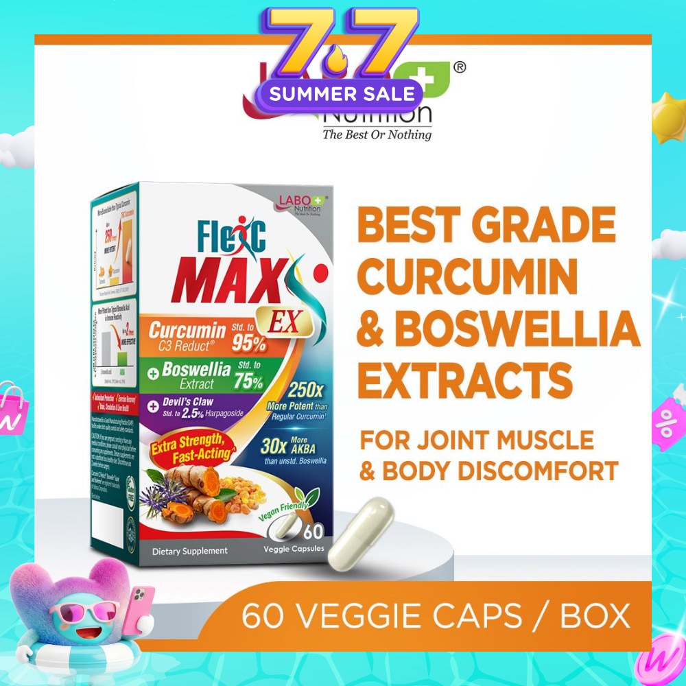 FlexC Max EX Dietary Supplement Veggie Capsule (Turmeric Curcumin C3 & Boswellia Extract With Anti-Inflammatory For Joint Muscle & Body Discomfort)