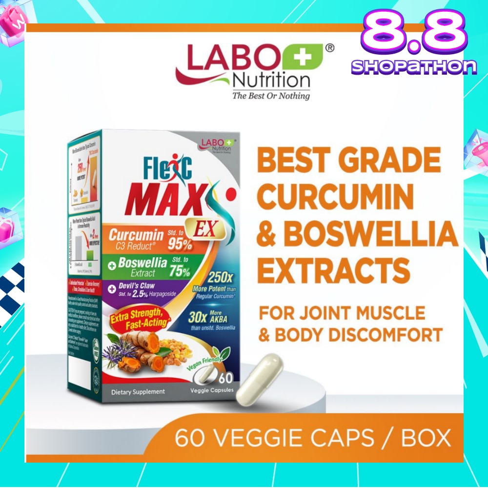 FlexC Max EX Dietary Supplement Veggie Capsule (Turmeric Curcumin C3 & Boswellia Extract With Anti-Inflammatory For Joint Muscle & Body Discomfort)