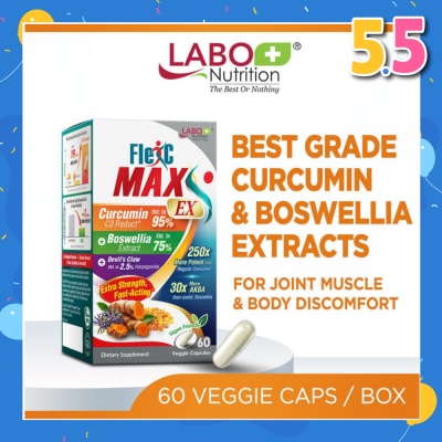 LABO NUTRITION FlexC Max EX Dietary Supplement Veggie Capsule (Turmeric Curcumin C3 & Boswellia Extract With Anti-Inflammatory For Joint Muscle & Body Discomfort)