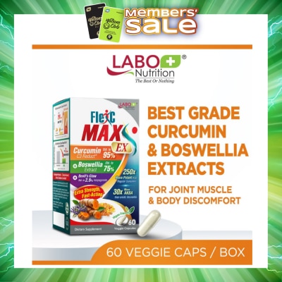 LABO NUTRITION - FlexC Max EX Dietary Supplement Veggie Capsule (Turmeric Curcumin C3 & Boswellia Extract With Anti-Inflammatory For Joint Muscle & Body Discomfort)