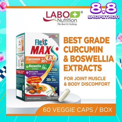 LABO NUTRITION FlexC Max EX Dietary Supplement Veggie Capsule (Turmeric Curcumin C3 & Boswellia Extract With Anti-Inflammatory For Joint Muscle & Body Discomfort)