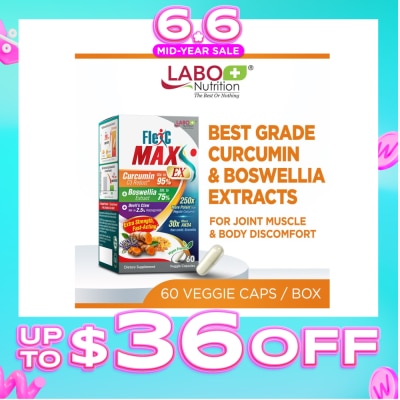 LABO NUTRITION - FlexC Max EX Dietary Supplement Veggie Capsule (Turmeric Curcumin C3 & Boswellia Extract With Anti-Inflammatory For Joint Muscle & Body Discomfort)