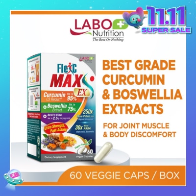 LABO NUTRITION FlexC Max EX Dietary Supplement Veggie Capsule (Turmeric Curcumin C3 & Boswellia Extract With Anti-Inflammatory For Joint Muscle & Body Discomfort)