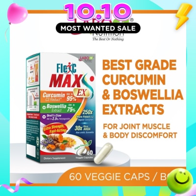 LABO NUTRITION FlexC MAX EX Veggie capsule (Turmeric Curcumin C3 & Boswellia Extract with Anti Inflammatory for Joint & Body Discomfort) 60s image