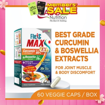 LABO NUTRITION FlexC Max EX Dietary Supplement Veggie Capsule (Turmeric Curcumin C3 & Boswellia Extract With Anti-Inflammatory For Joint Muscle & Body Discomfort)