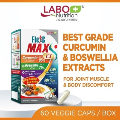 LABO NUTRITION - FlexC MAX EX Veggie capsule (Turmeric Curcumin C3 & Boswellia Extract with Anti-Inflammatory for Joint & Body Discomfort) 60s image