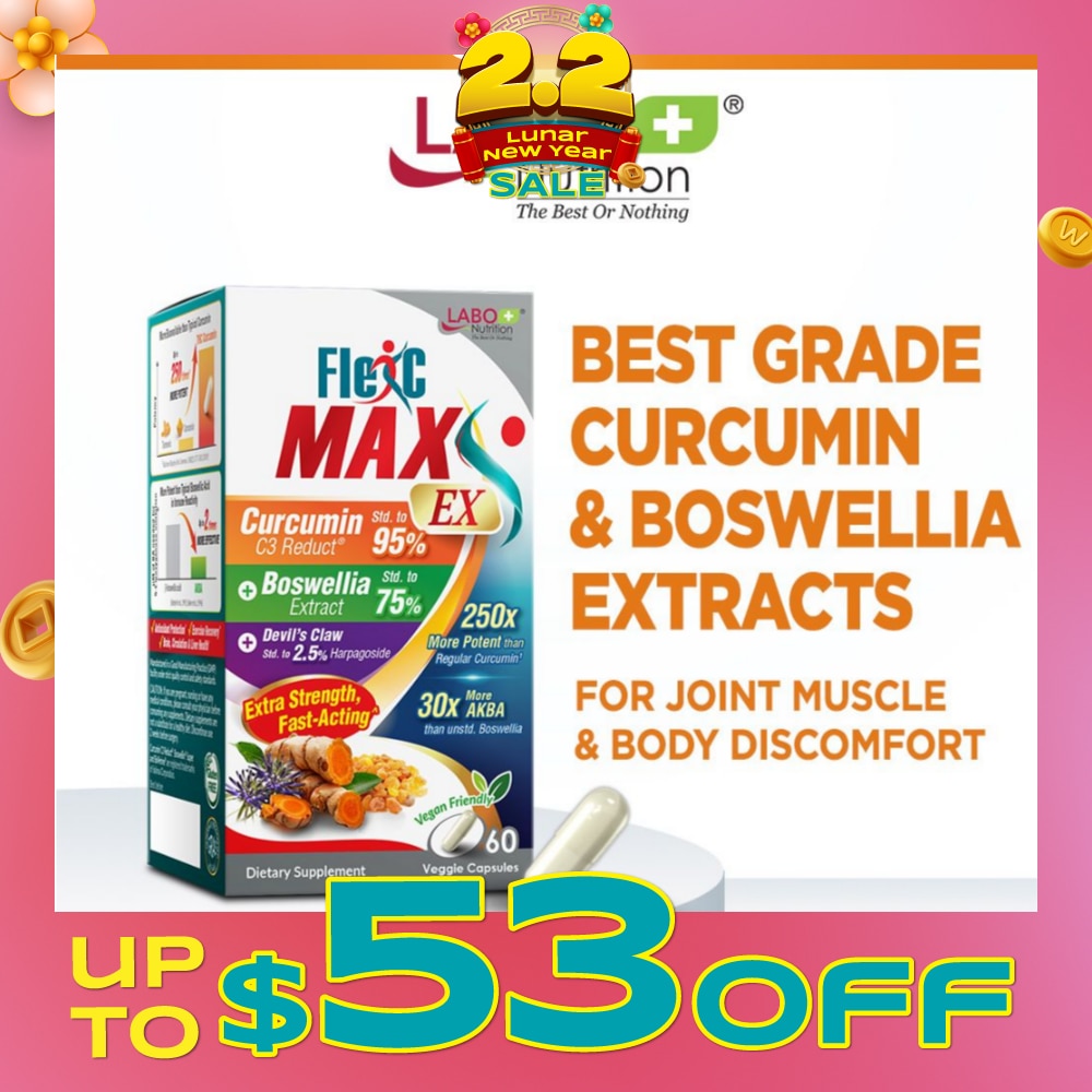 FlexC Max EX Dietary Supplement Veggie Capsule (Turmeric Curcumin C3 & Boswellia Extract With Anti-Inflammatory For Joint Muscle & Body Discomfort)