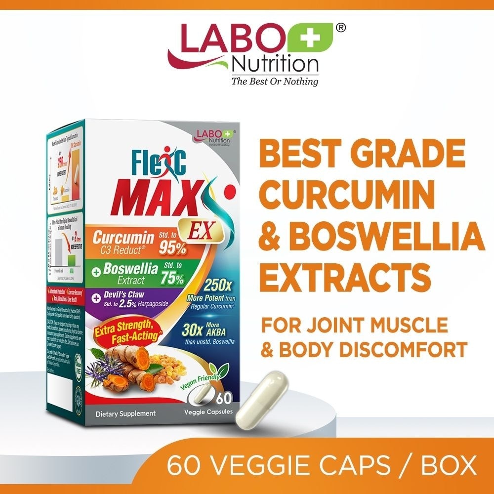 FlexC MAX EX Veggie capsule (Turmeric Curcumin C3 & Boswellia Extract with Anti-Inflammatory for Joint & Body Discomfort) 60s