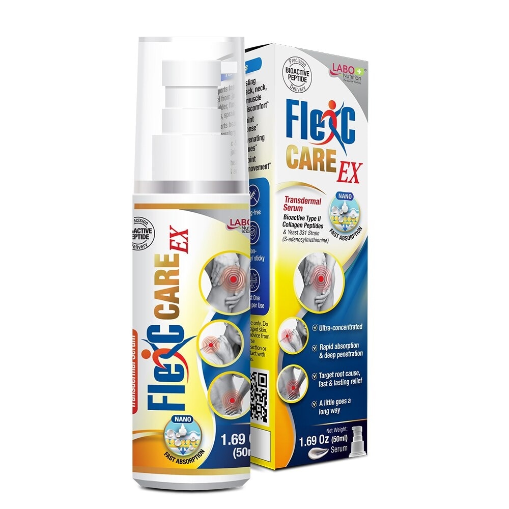 Flexc Care EX Topical Type II Collagen Peptide Serum (Fast And Long Lasting Pain Relief For Knee, Joint, Muscle, Shoulder, Neck, Back Ache, Arthritis And Anti Inflammatory) 50ml