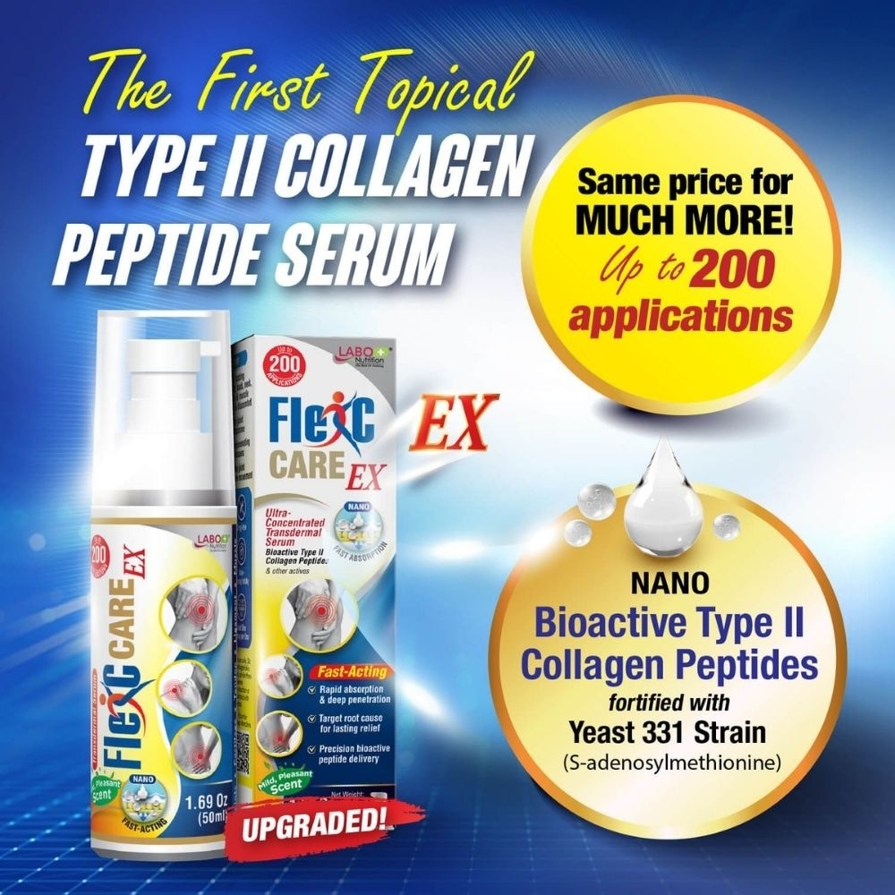 FlexC CARE EX Topical Type II Collagen Peptide Joint Muscle Relief Transdermal Serum 50ml image