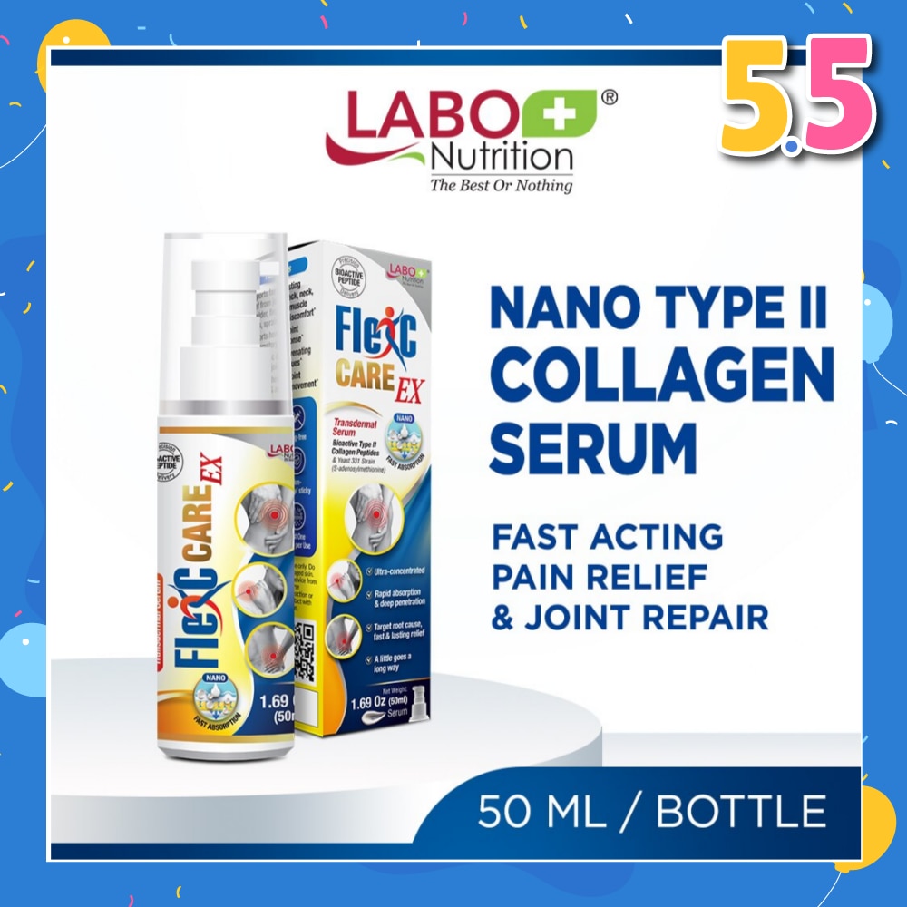 Flexc Care EX Topical Type II Collagen Peptide Serum (Fast And Long Lasting Pain Relief For Knee, Joint, Muscle, Shoulder, Neck, Back Ache, Arthritis And Anti Inflammatory) 50ml