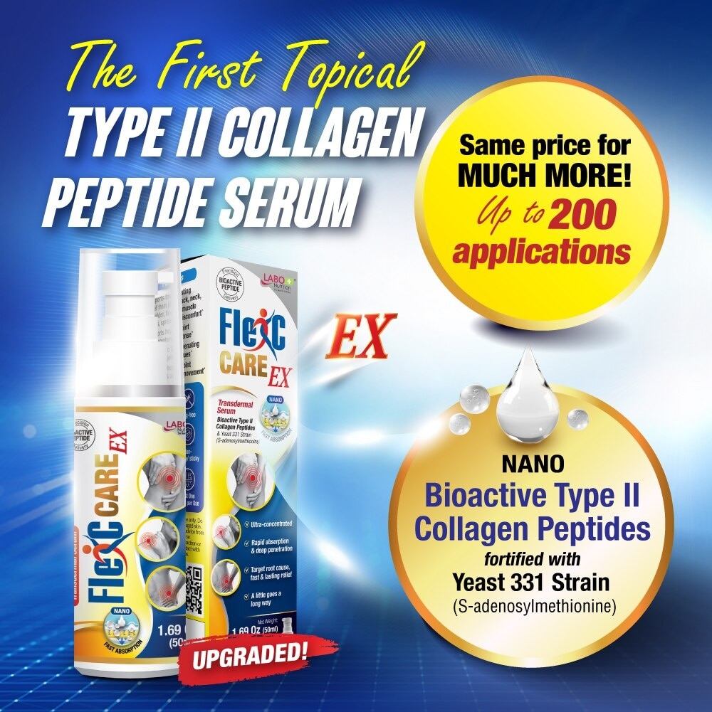 Flexc Care EX Topical Type II Collagen Peptide Serum (Fast And Long Lasting Pain Relief For Knee, Joint, Muscle, Shoulder, Neck, Back Ache, Arthritis And Anti Inflammatory) 50ml