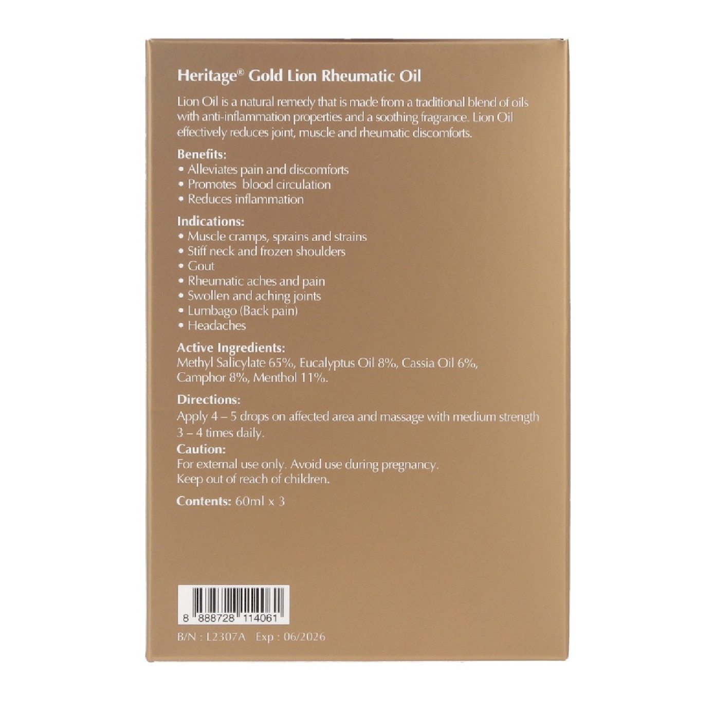 Gold Lion Rheumatic Oil 60ml