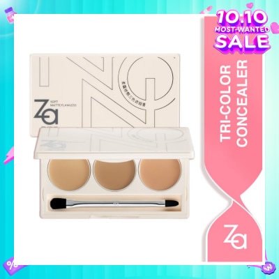 ZA Tricolor Concealer (Addresses Dark Circles, Blemishes, Spots, Laugh Lines And Restoring A Flawless, Natural Look) 4.5g (Expiry: Jul`2026)